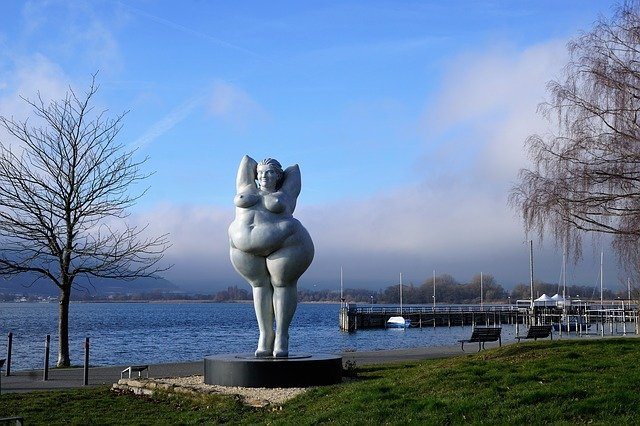 Statue of obese lady at Lake Constance