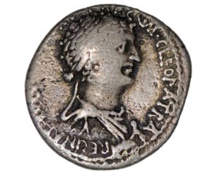 a coin with Cleopatras face